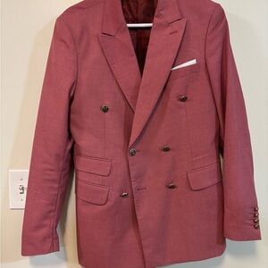 Dusty Rose Double-Breasted Sport Coat with Peaked Lapels